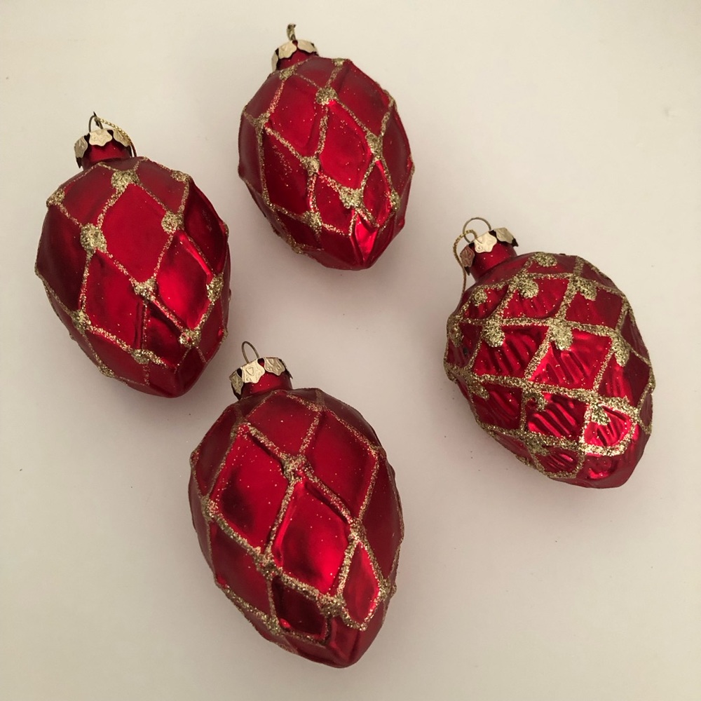 Faberge🎄 Egg Style Red and Gold Ornaments